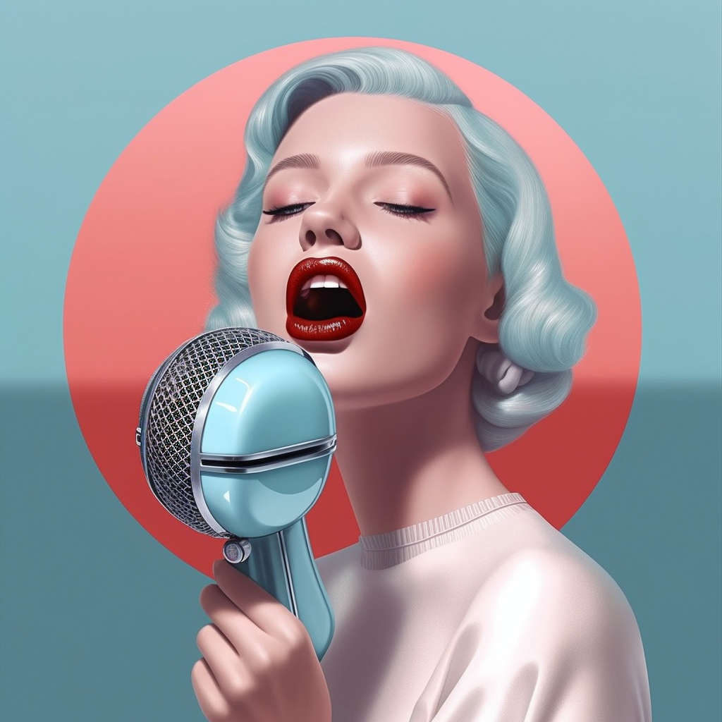 brand voice, woman singing, retro