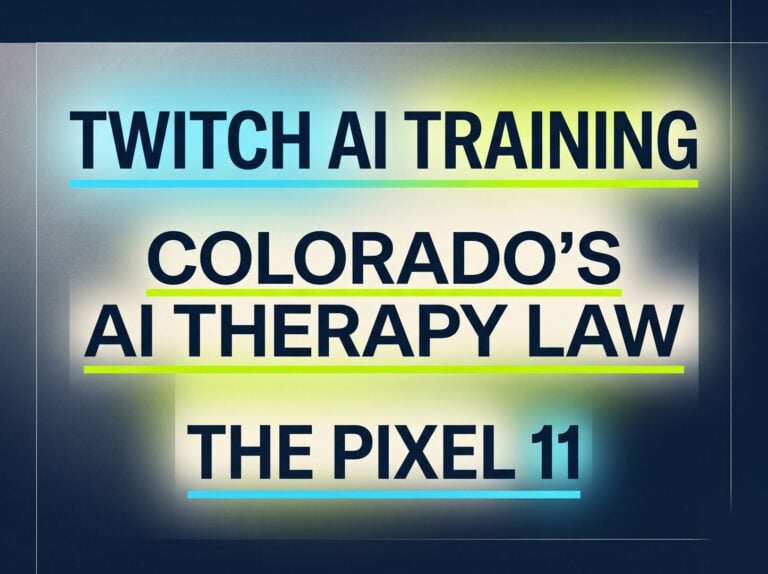 Twitch AI Training, Colorado’s AI Therapy Law, and the Pixel 11