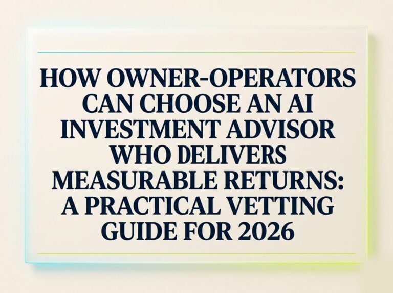 How Owner-Operators Can Choose an AI Investment Advisor Who Delivers Measurable Returns: A Practical Vetting Guide for 2026